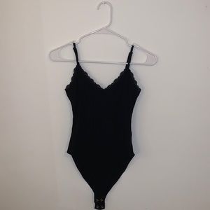 Forever 21 black lace body suit tank top button